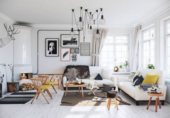 Thiết kế nội thất phòng khách đẹp – phong cách Scandinavian