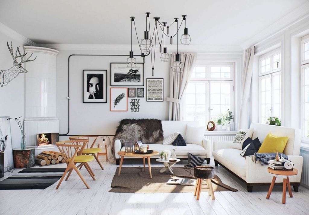 Thiết kế nội thất phòng khách đẹp – phong cách Scandinavian